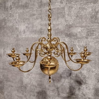 Dutch Solid Brass Candle Chandelier