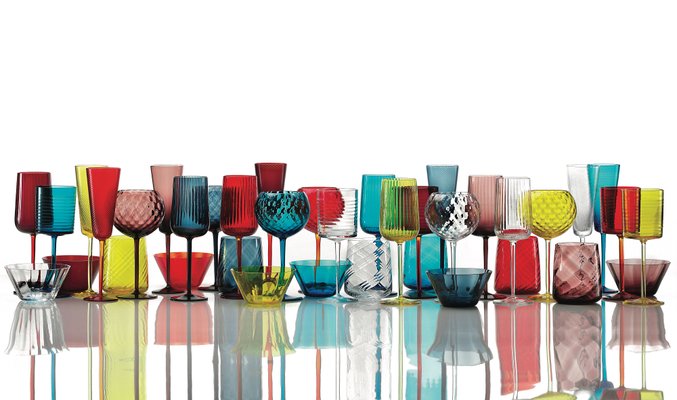 Striped Orange Gigolo Water Glass by Nason Moretti for sale