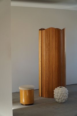 French Art Deco Room Divider in Patinated Pine Attributed to
