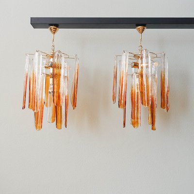 Murano Glass Flower Petal Pendants from Mazzega, 1970s, Set of 2