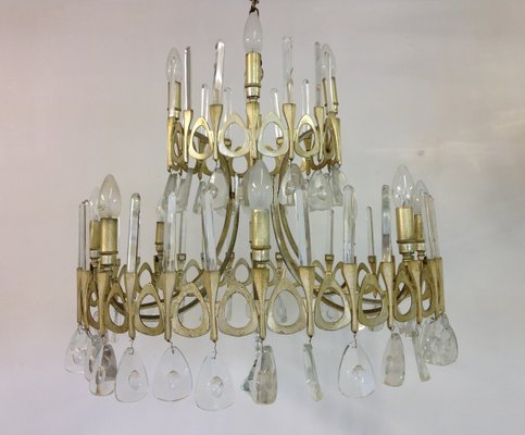 Mid Century Silver Plated Crystal Chandelier By Gaetano Sciolari For Mid Century Silver Plated Crystal Chandelier By Gaetano Sciolari 1