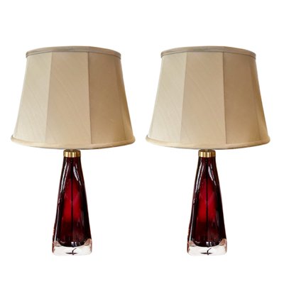 Brass Cranberry Table Lamps By Carl, Antique Cranberry Glass Table Lamps