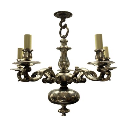 Chandelier In Silver Plated Bronze, Chandelier In English From French