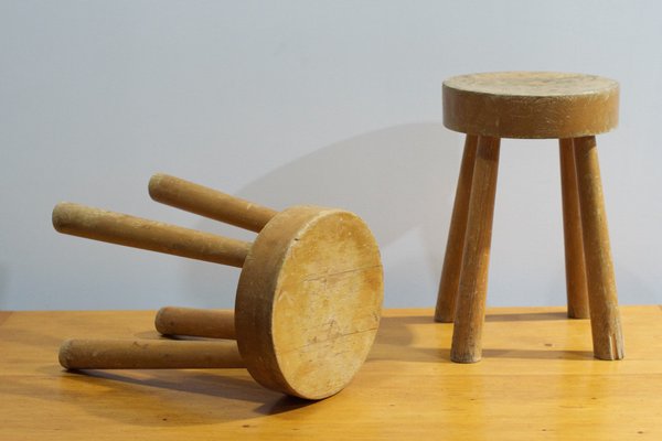 Set of Round Stools by Charlotte Perriand for Les Arcs, France