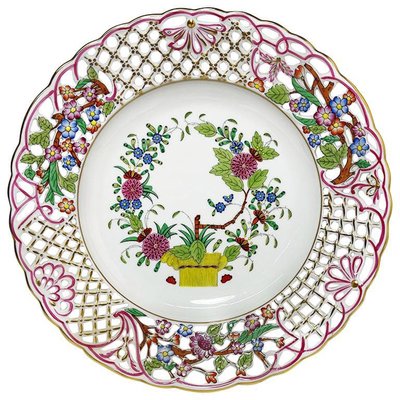 Porcelain Indian Basket Wall Decoration Plate from Herend Hungary