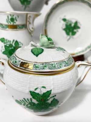 Green Porcelain Chinese Bouquet Apponyi Tea Set from Herend