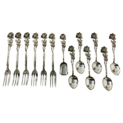 Silver Pastry Forks, Teaspoons and Sugar Scoop by Christoph