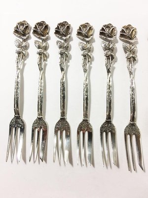 Silver Pastry Forks, Teaspoons and Sugar Scoop by Christoph Silver Pastry Forks, Teaspoons and Sugar Scoop by Christoph