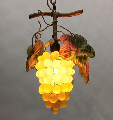 Lampe Suspendue Vintage Grappe De Raisin - Verre Bordeaux Et Laiton Doré, 1 Lumière, Intérieur