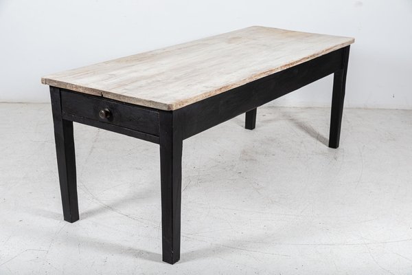 19th Century Ebonised Pine Scrub Top Farmhouse Table for sale at