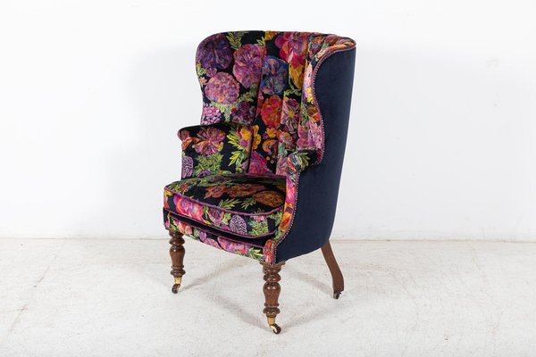 19th Century English Porter s Armchair in Liberty Fabric for sale