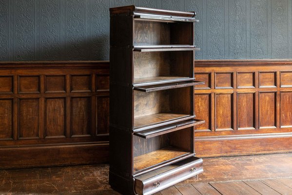 Oak 5 Section Bookcase From Globe, Oak Mission Style Barrister Bookcase Collections