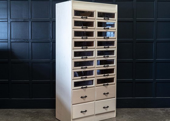 English Painted Haberdashery Cabinet with Glass Drawers, 1920s for sale at  Pamono