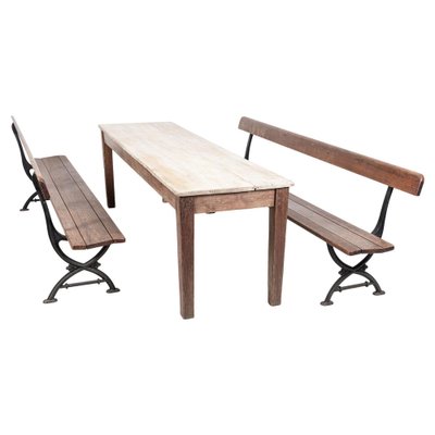 Large English Scrub Top Farmhouse Table in Pine 19th Century