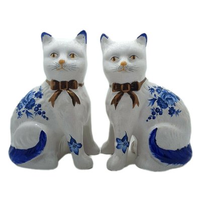 Set of 2 Staffordshire Style Cat Statue Staffordshire Style Cat Vintage Staffordshire Style Cat Statue Vintage Staffordshire Style