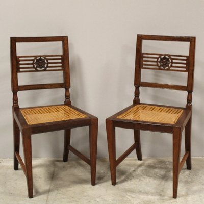 Antique Italian 18th Century Louis XVI Walnut Chairs, Set of 2