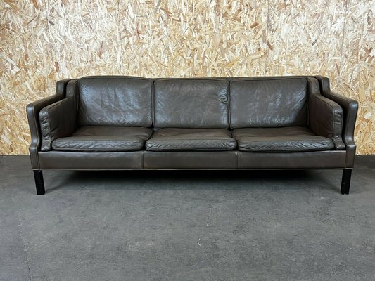 Mid Century Danish Modern Leather Sofa, Teak Sofa Danish Design 60er Size