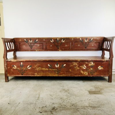 Antique Painted Wooden Bench For, Vintage Storage Bench Seat