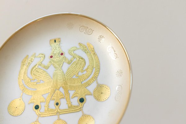Piatti in porcellana con inserti dorati a 24k di Arte Morbelli, set di 5 in  vendita su Pamono