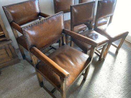 Antique Oak And Leather Dining Chairs, Oak Dining Room Chairs With Padded Seats In Philippines