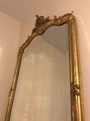 Antique French Rococo Giltwood Mirror, Rococo Standing Mirror