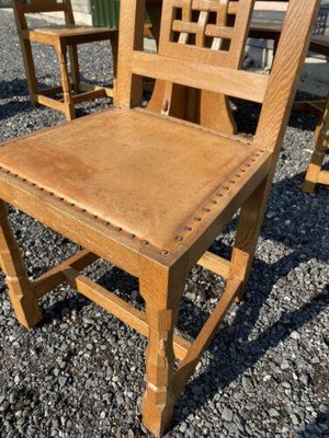 Antique Octagonal Oak Dining Table And, Antique Solid Oak Dining Room Chairs