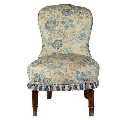 Italian Upholstered Lounge Chair 1890s, Small Upholstered Armchair