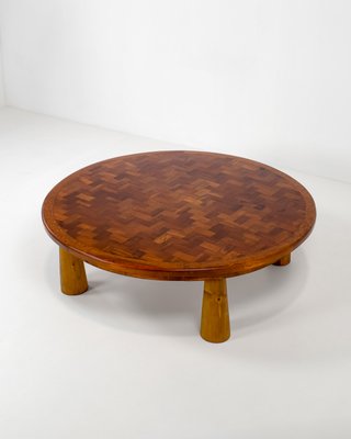 Large Round Parquet Coffee Table With, Large Round Wood Coffee Table Tray