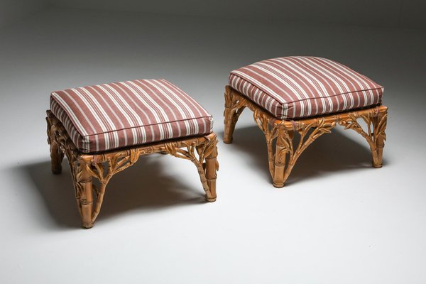 Bamboo Ottoman from Arpex Italy 1970s Set of 2 for sale at Pamono