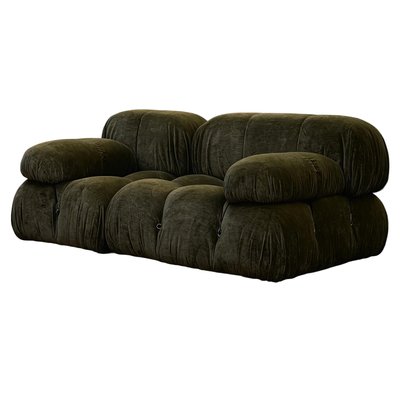 Green Linen Velvet Camaleonda Sofa by Mario Bellini for B B Italia