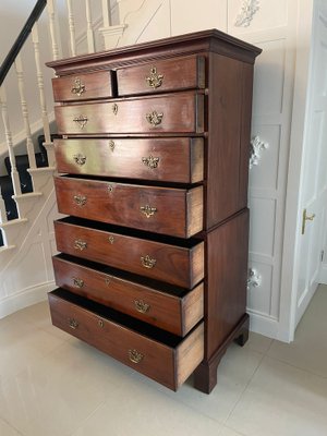 Antique George III Mahogany Highboy Chest of Drawers for sale at