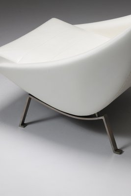 Lounge Chair in White Vinyl 1950s for sale at Pamono