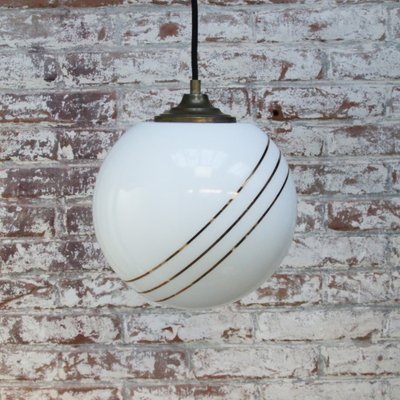 Gold Striped Globe Pendant Light 