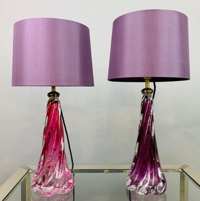 Pink Twisted Glass Lamp Base From Val, Pink Crystal Candelabra Floor Lamp