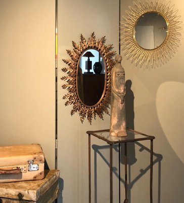 Kupfer Spiegel mit floralen Details bei Pamono kaufen