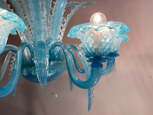 20th Century Italian Turquoise Murano, Turquoise Murano Glass Chandelier