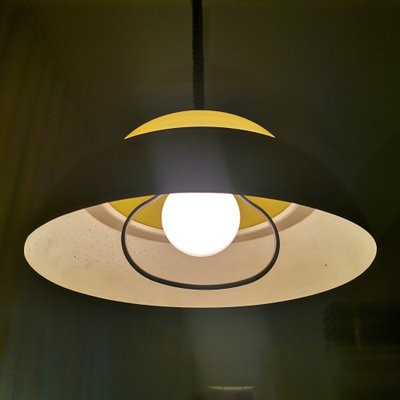 Large Scandinavian Style Yellow Pull Down Pendant Lamp in Acrylic