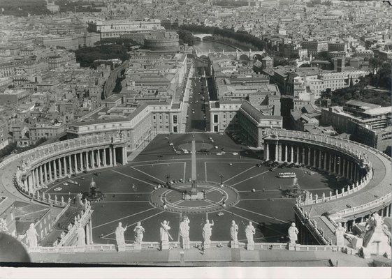 Peters Square Rome, Italy, 1950s, Black White Photograph