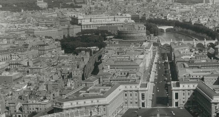 Peters Square Rome, Italy, 1950s, Black White Photograph for
