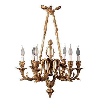 Lustre en bronze Napoléon III Classique Doré/Transparent Bronze/Verre