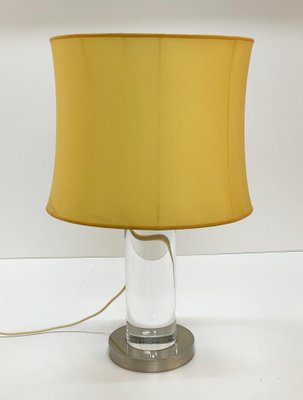 Mid-Century Italian Table Lamp with Acrylic Glass Column Brass