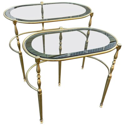Vintage Art Deco Brass Side Tables Set of 2