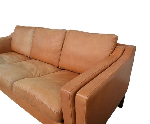 Vintage Danish Leather 3 Seat Sofa In, Omnia Leather Dealership