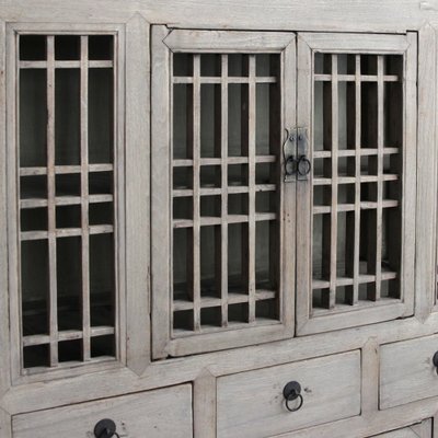 Antique white storage deals cabinet