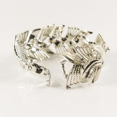 Bracelet Coro Pegasus Plaque Argent avec Motif Ble et Feuille en vente sur Pamono