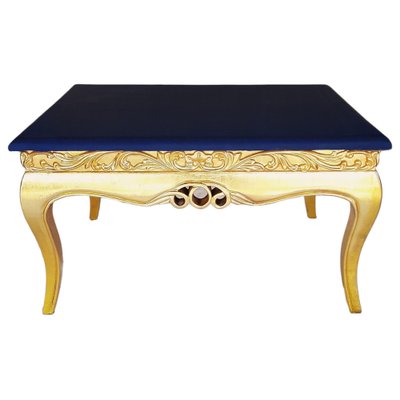 Antique French Coffee Table in Gilt Gold and Painted in Blue for sale at Pamono