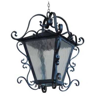 Mid Century Wrought Iron Glass Outdoor Lantern For At Pamono Wrought Iron Glass Outdoor Lantern, Wrought Iron Light Fixtures Outdoor