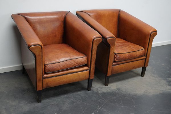 Vintage Dutch Art Deco Style Club, Antique Leather Furniture Restoration