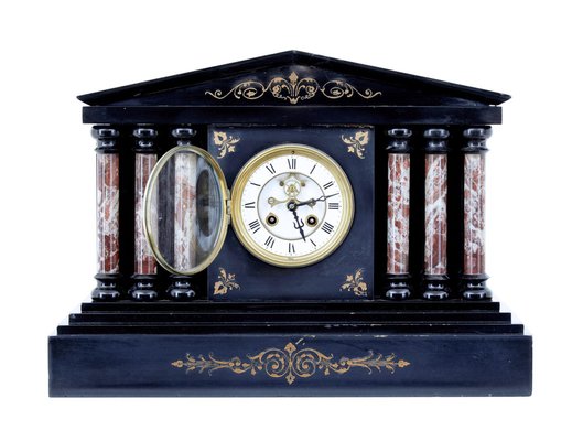 Antique Victorian Mantle Clock in Black Marble for sale at Pamono