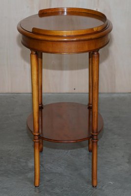 Vintage Burr Yew Wood Oval Side Table with Gallery Rail Top